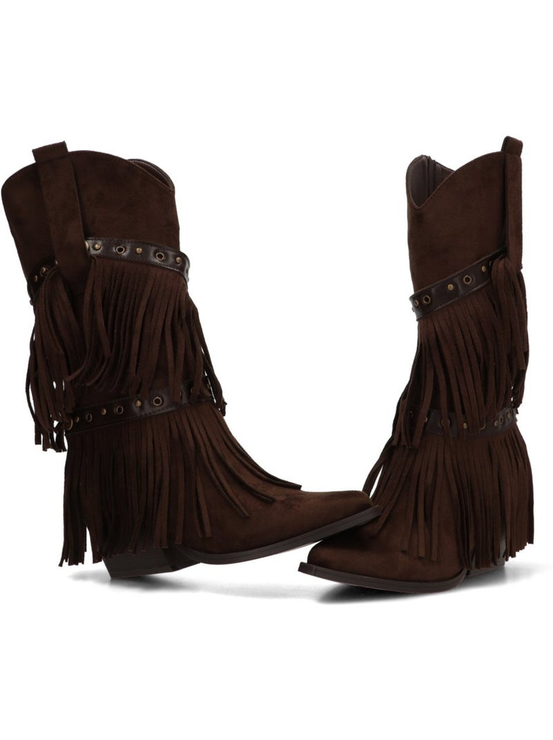 Bota campero mujer tacón medio - etika Marrón capuchino - Kiabi