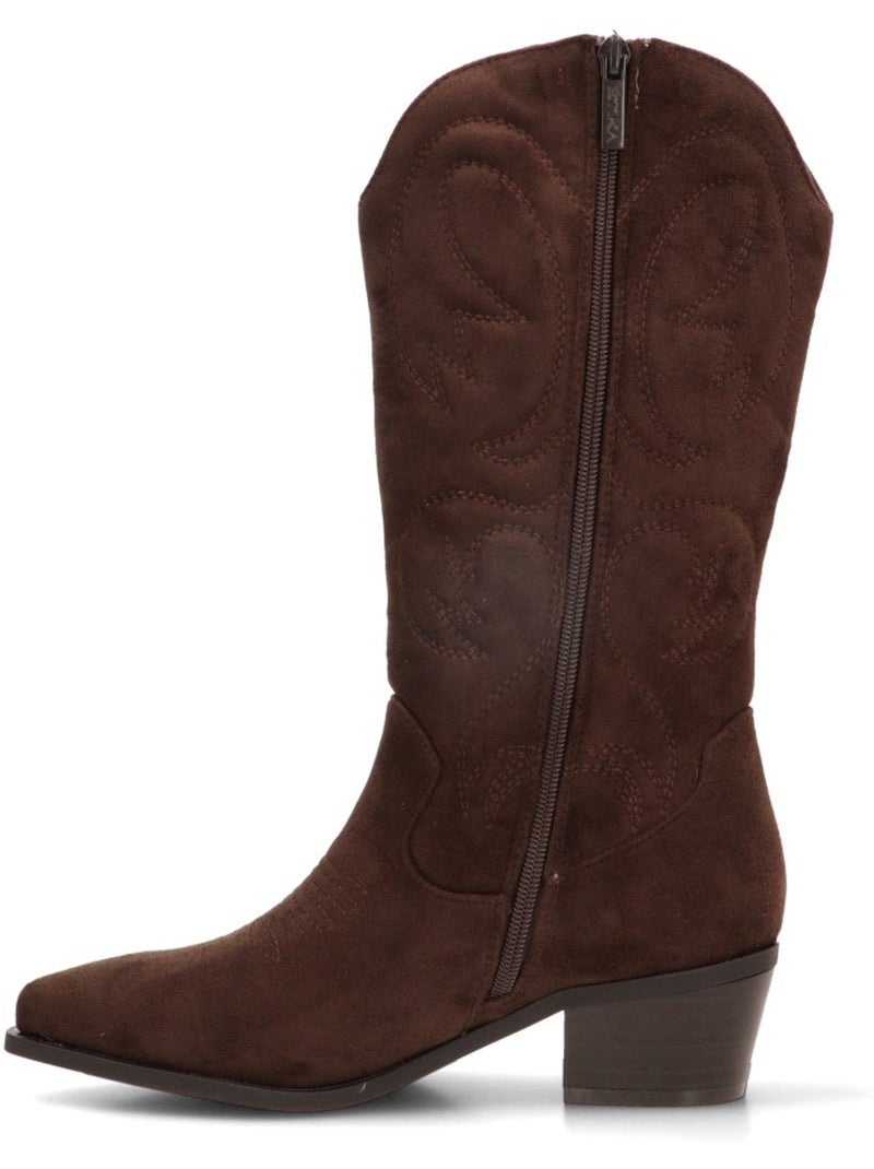 Bota campero mujer tacón medio - etika Marrón capuchino - Kiabi
