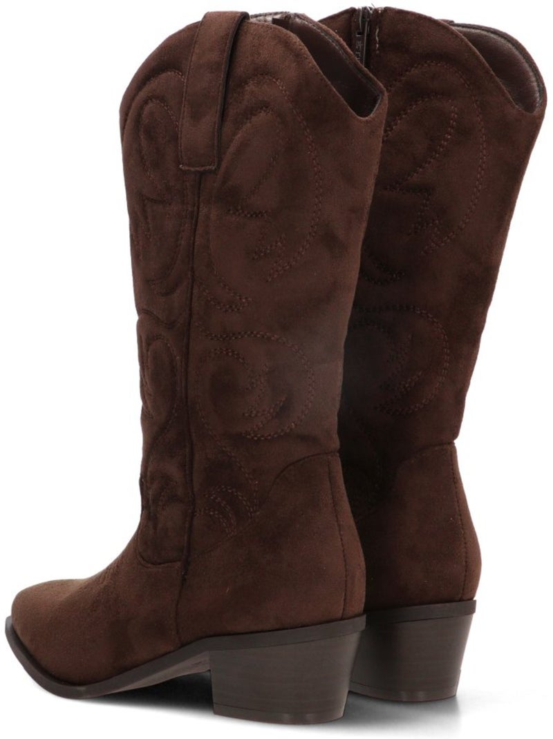 Bota campero mujer tacón medio - etika Marrón capuchino - Kiabi