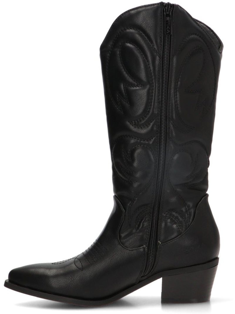 Bota campero mujer tacón medio - etika Negro - Kiabi