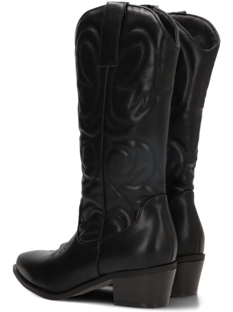 Bota campero mujer tacón medio - etika Negro - Kiabi