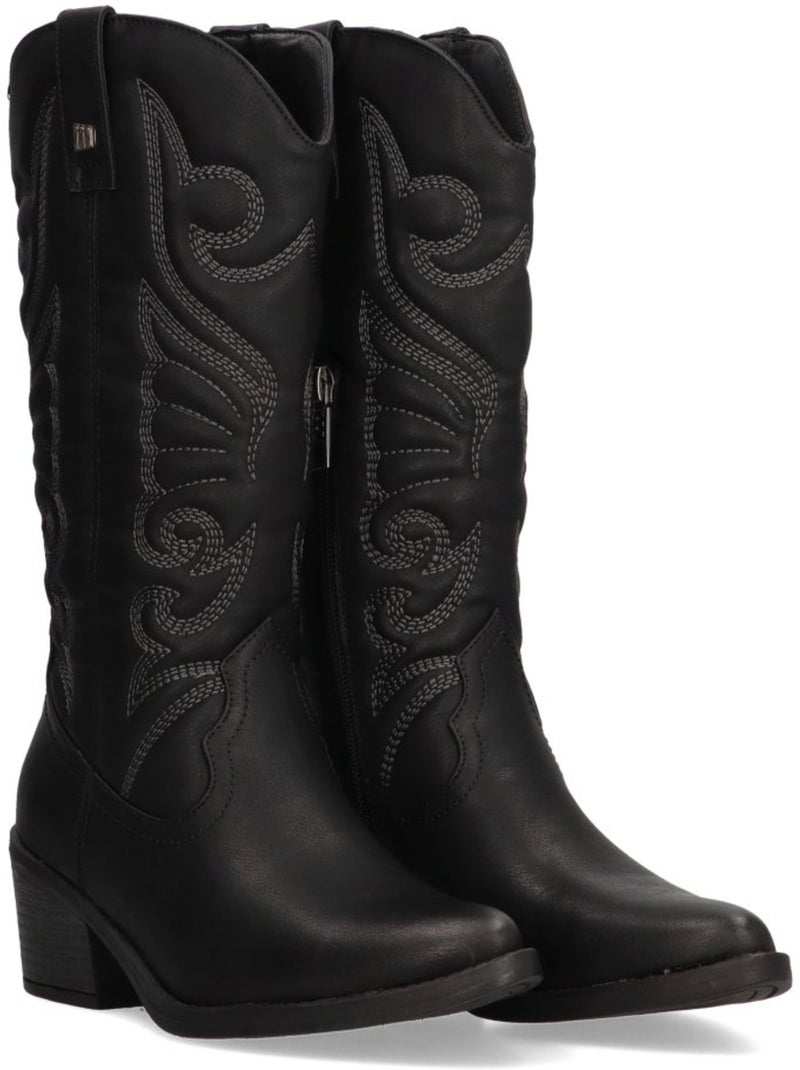 Bota campero mujer tacón medio - mustang Negro - Kiabi