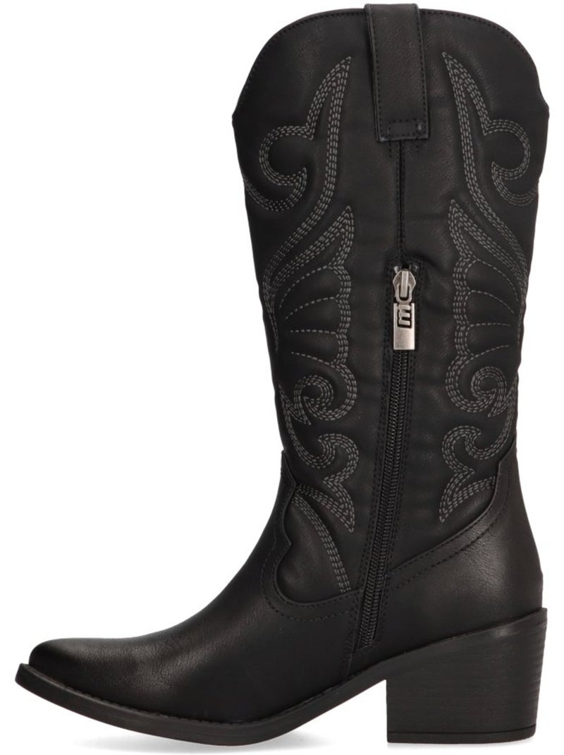 Bota campero mujer tacón medio - mustang Negro - Kiabi