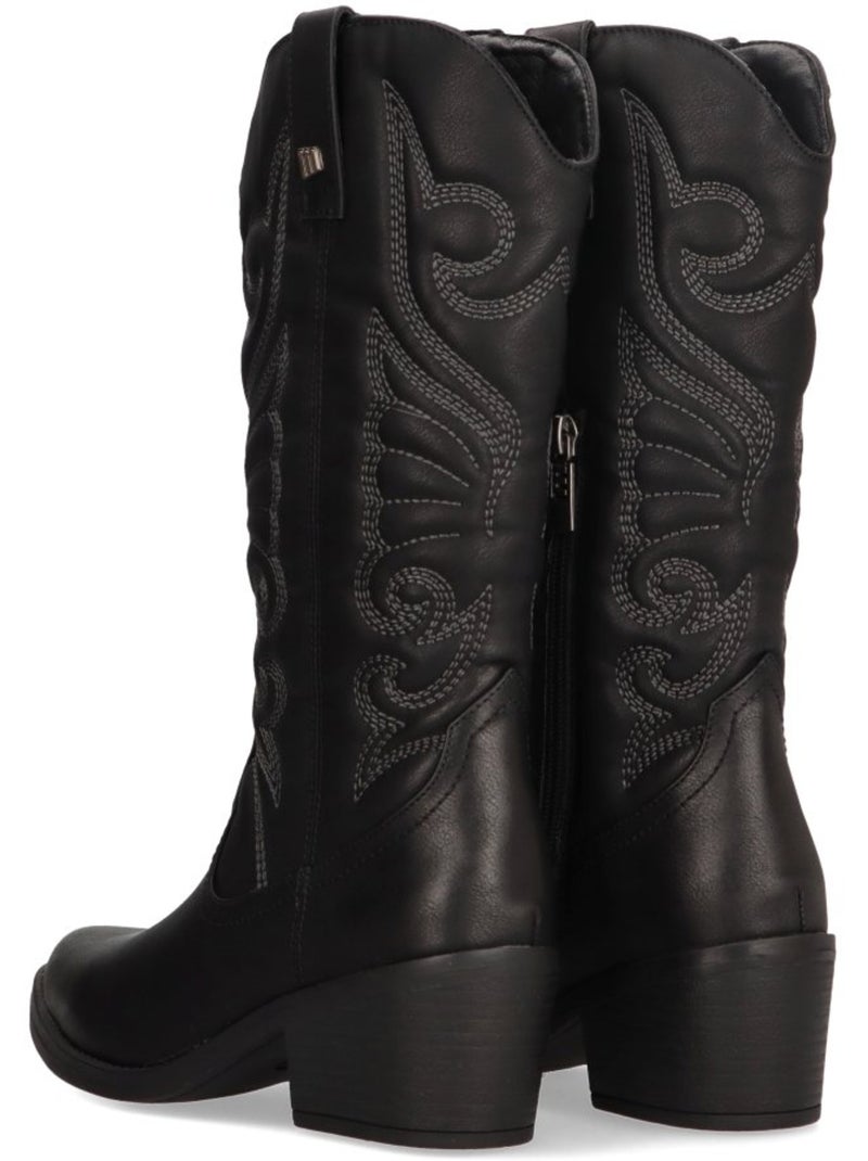 Bota campero mujer tacón medio - mustang Negro - Kiabi