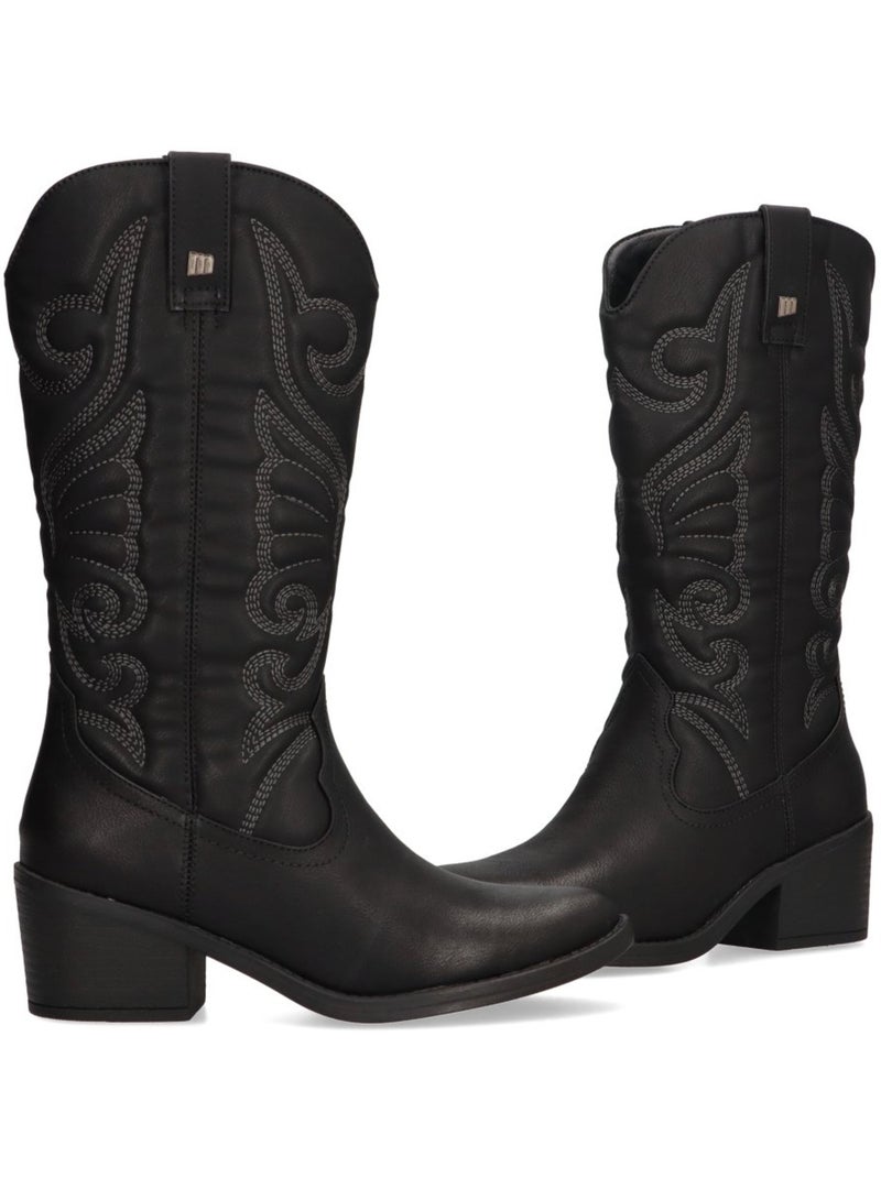 Bota campero mujer tacón medio - mustang Negro - Kiabi