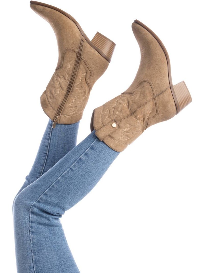 Bota campero mujer tacón medio - xti Beige - Kiabi