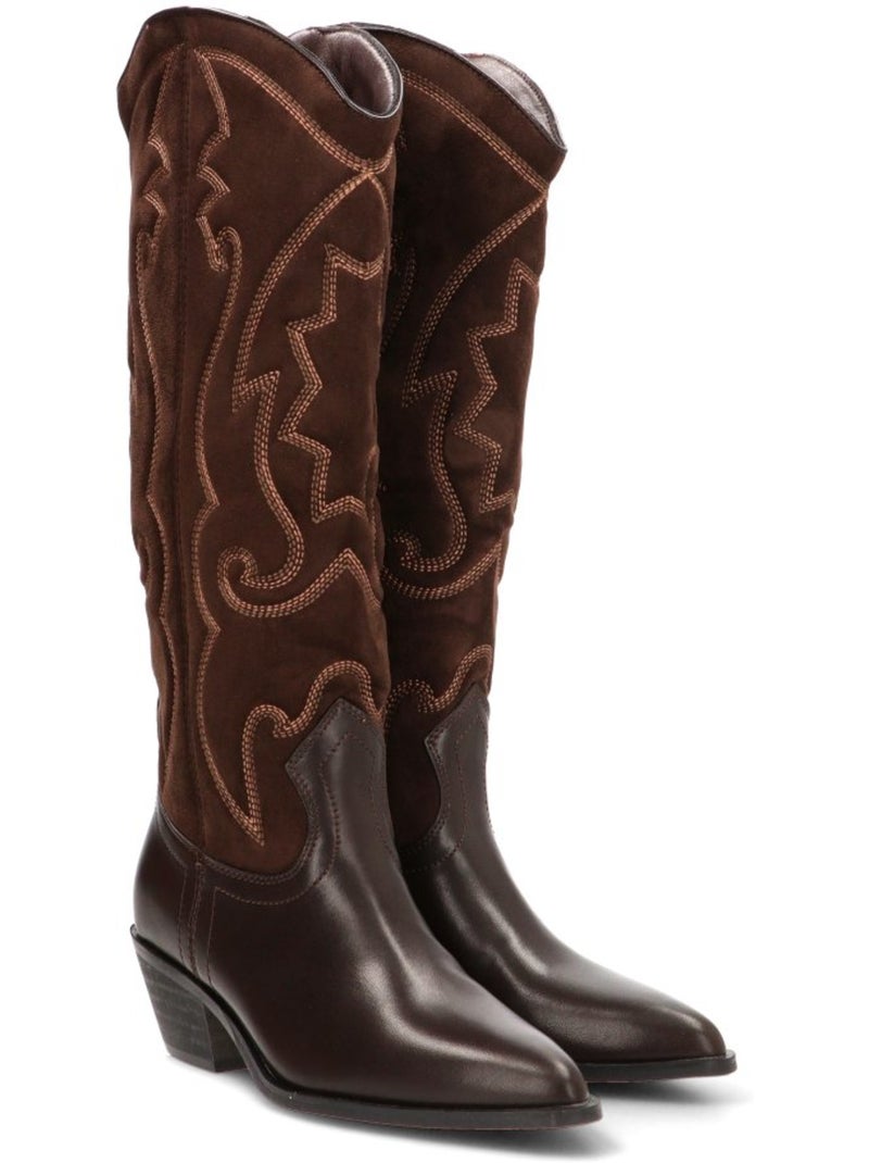Bota campero mujer tacón medio - yulia Marrón capuchino - Kiabi
