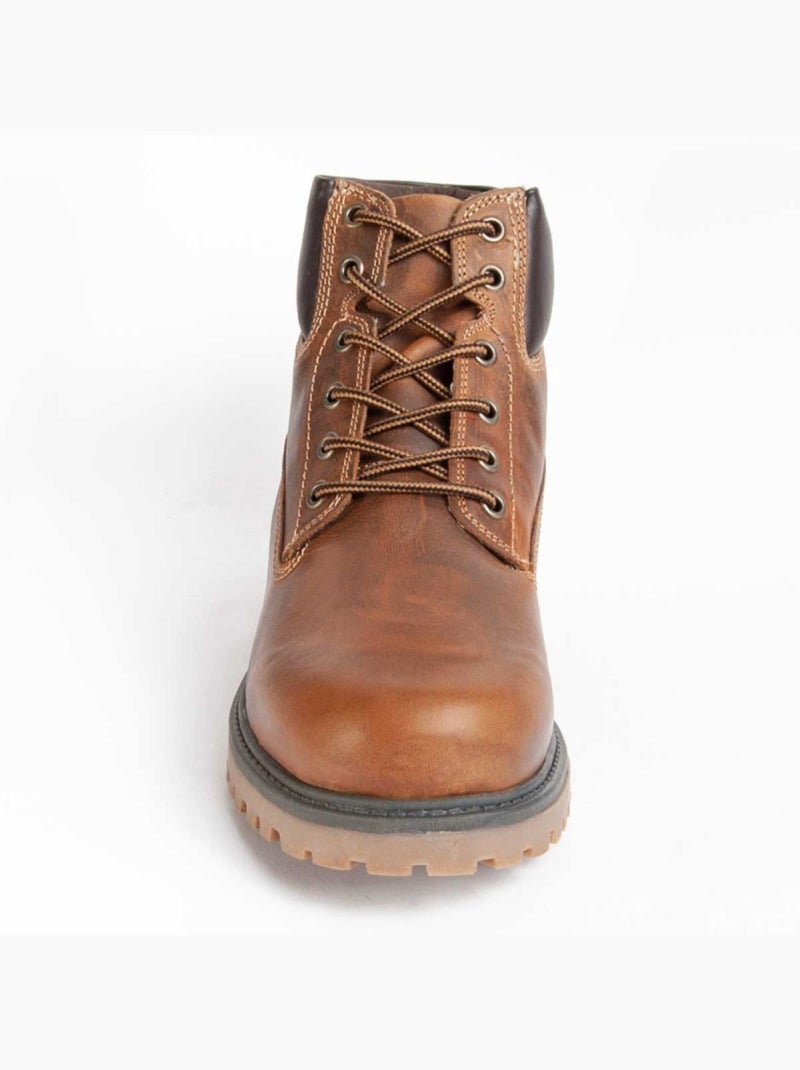 Bota Casual Cuero Purapiel Marrón - Kiabi