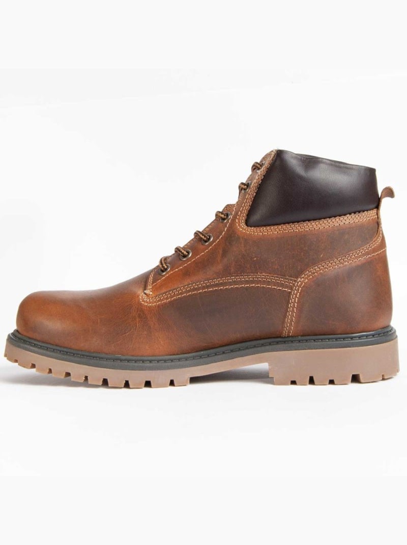Bota Casual Cuero Purapiel Marrón - Kiabi