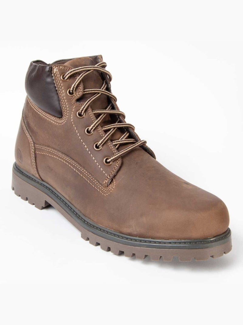 Bota Casual Cuero Purapiel Marrón - Kiabi