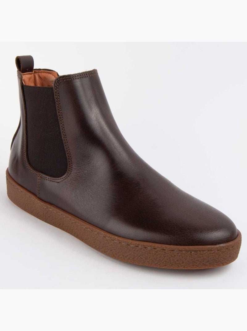 Bota Casual Cuero Purapiel Marrón - Kiabi