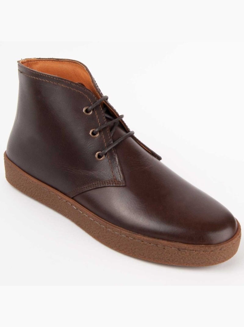 Bota Casual Cuero Purapiel Marrón - Kiabi