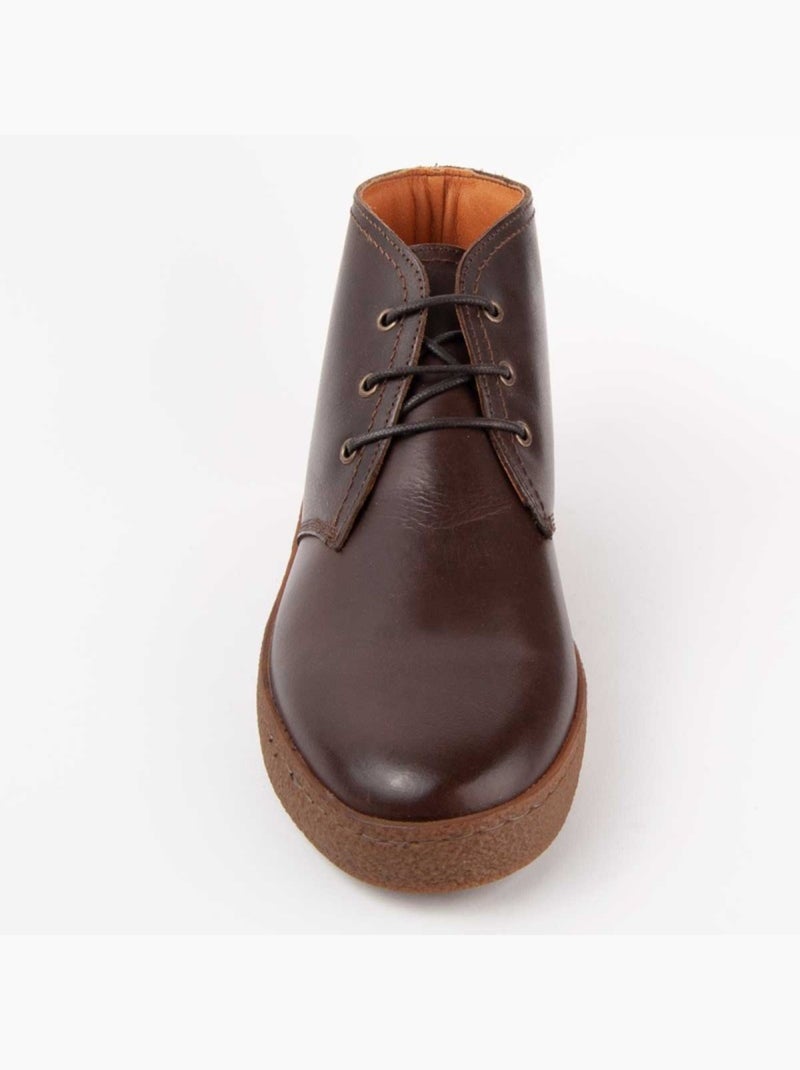 Bota Casual Cuero Purapiel Marrón - Kiabi