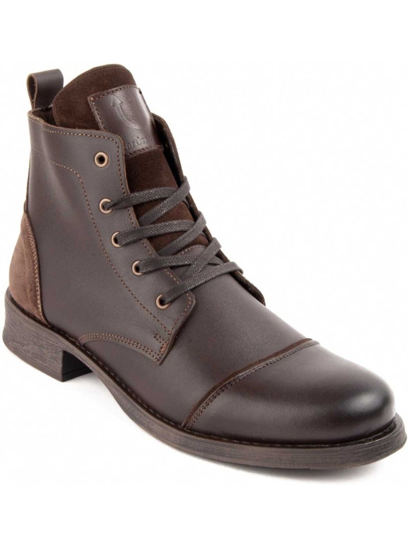 Bota Casual Cuero Purapiel Marrón - Kiabi