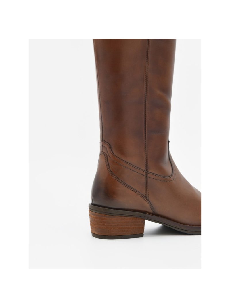 Bota Casual Cuero Purapiel Marrón - Kiabi