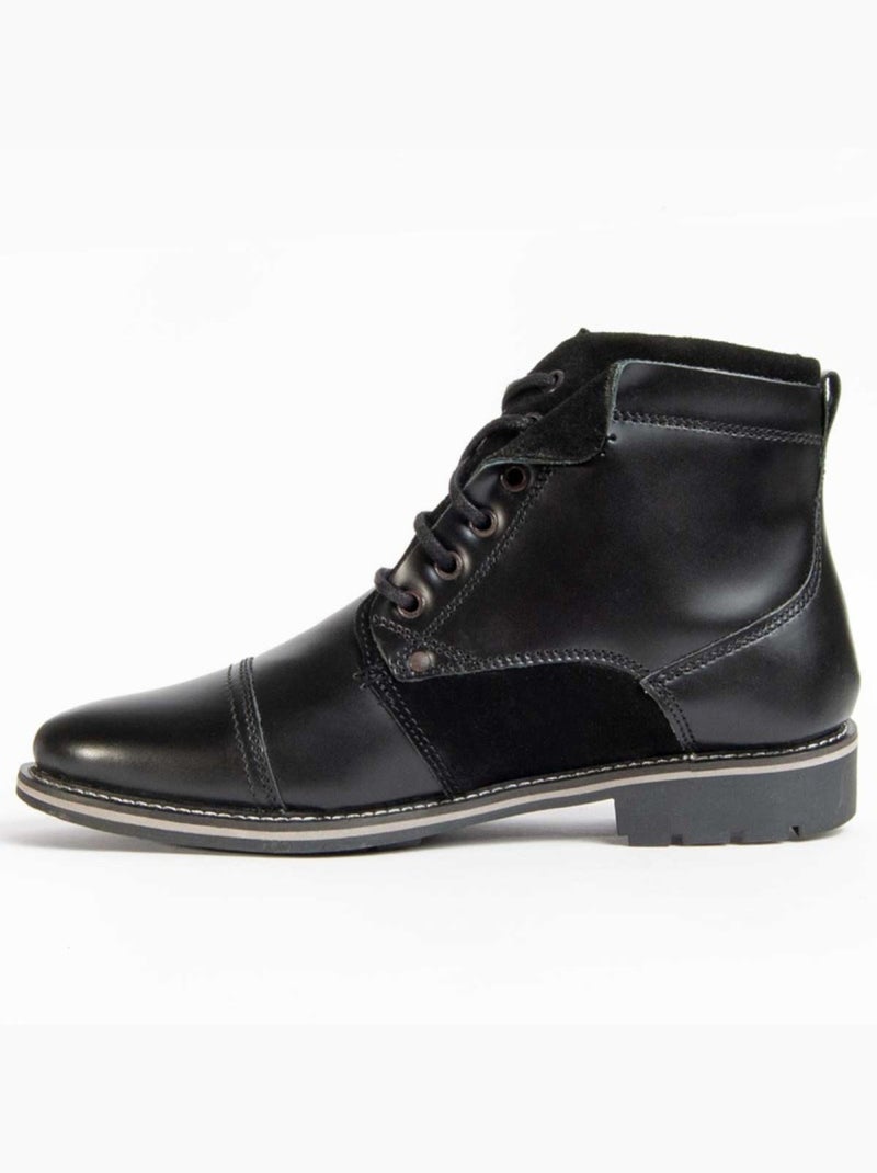 Bota Casual Cuero Purapiel Negro - Kiabi