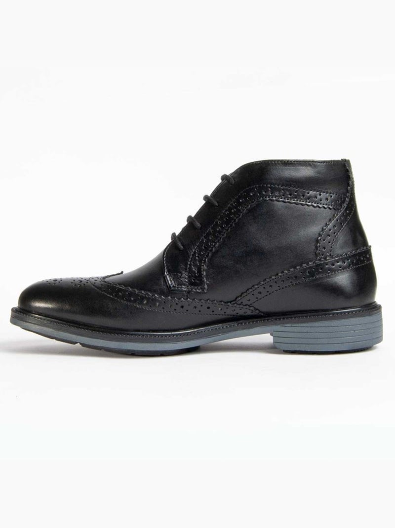 Bota Casual Cuero Purapiel Negro - Kiabi