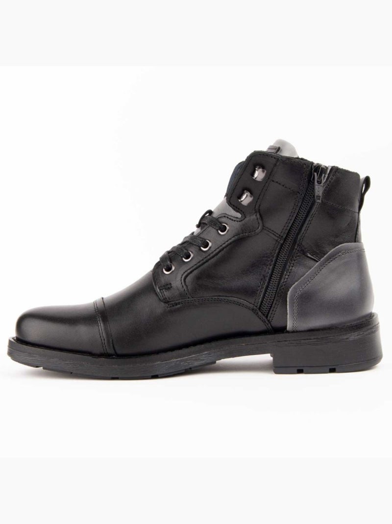 Bota Casual Cuero Purapiel Negro - Kiabi