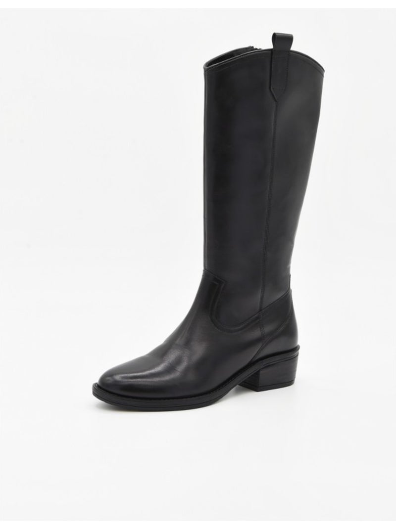 Bota casual cuero purapiel Negro - Kiabi