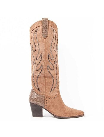Bota De Tacón Para Mujer. Montevita Tejan