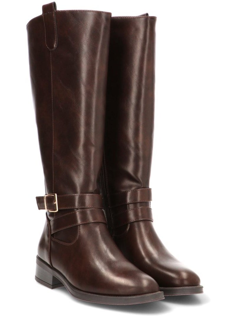 Bota Diario Mujer Suela Plana - Stay Marrón chocolate - Kiabi