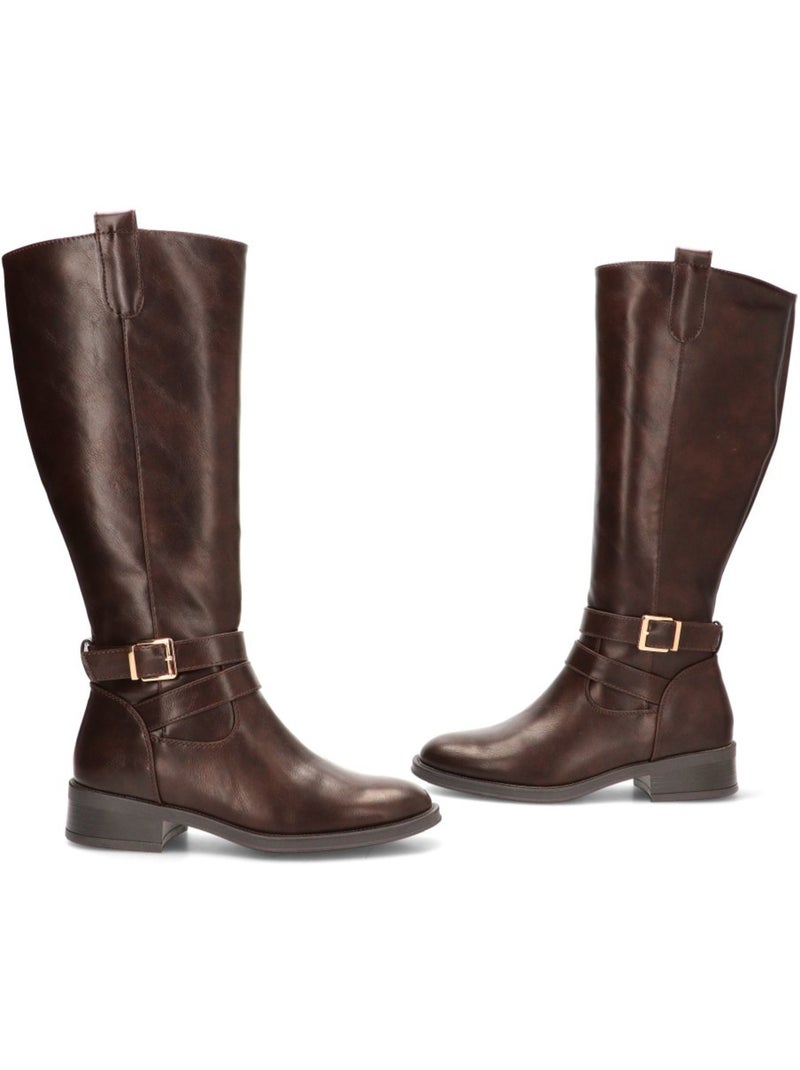 Bota Diario Mujer Suela Plana - Stay Marrón chocolate - Kiabi