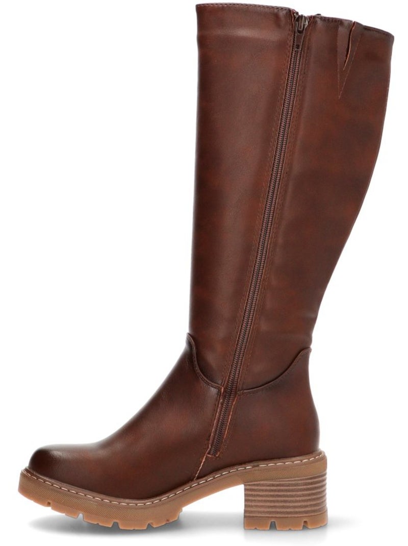 Bota Diario Mujer Tacón Medio - Stay Marrón - Kiabi