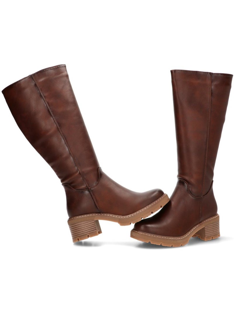 Bota Diario Mujer Tacón Medio - Stay Marrón - Kiabi