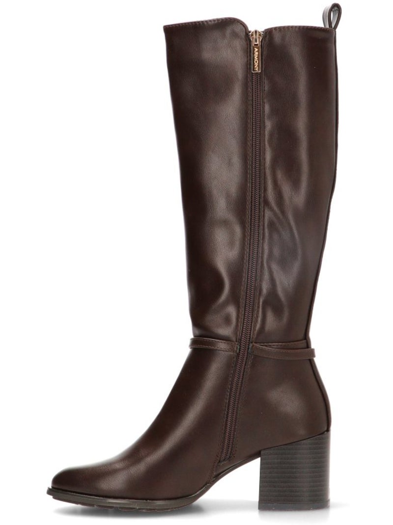 Bota weekend mujer tacón medio - armony Marrón capuchino - Kiabi