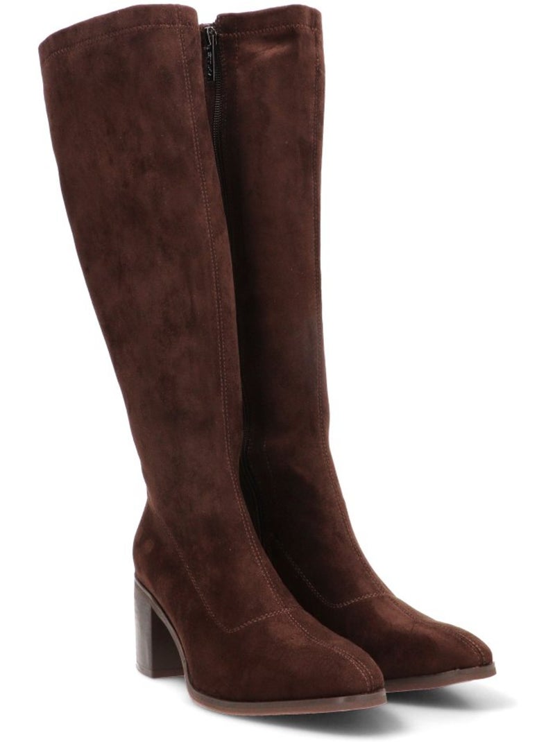 Bota weekend mujer tacón medio - etika Marrón capuchino - Kiabi