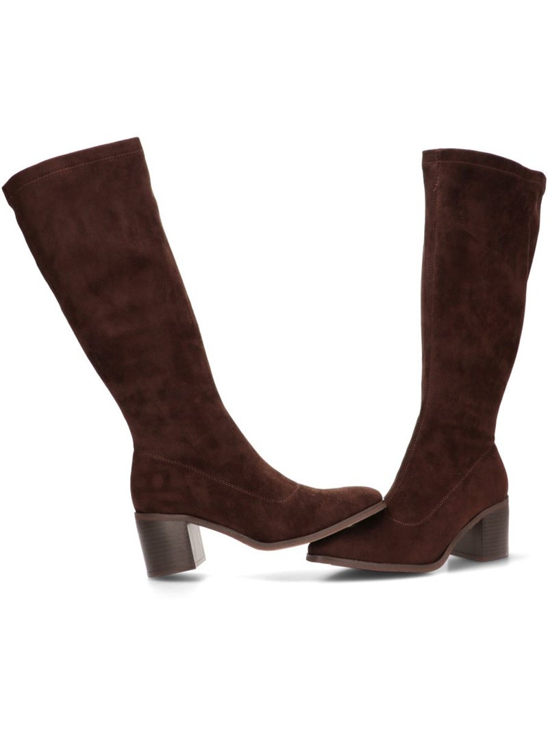 Bota weekend mujer tacón medio - etika Marrón capuchino - Kiabi