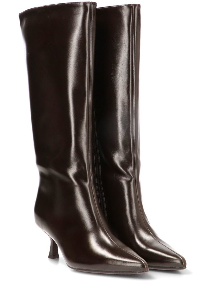 Bota weekend mujer tacón medio - etika Marrón capuchino - Kiabi