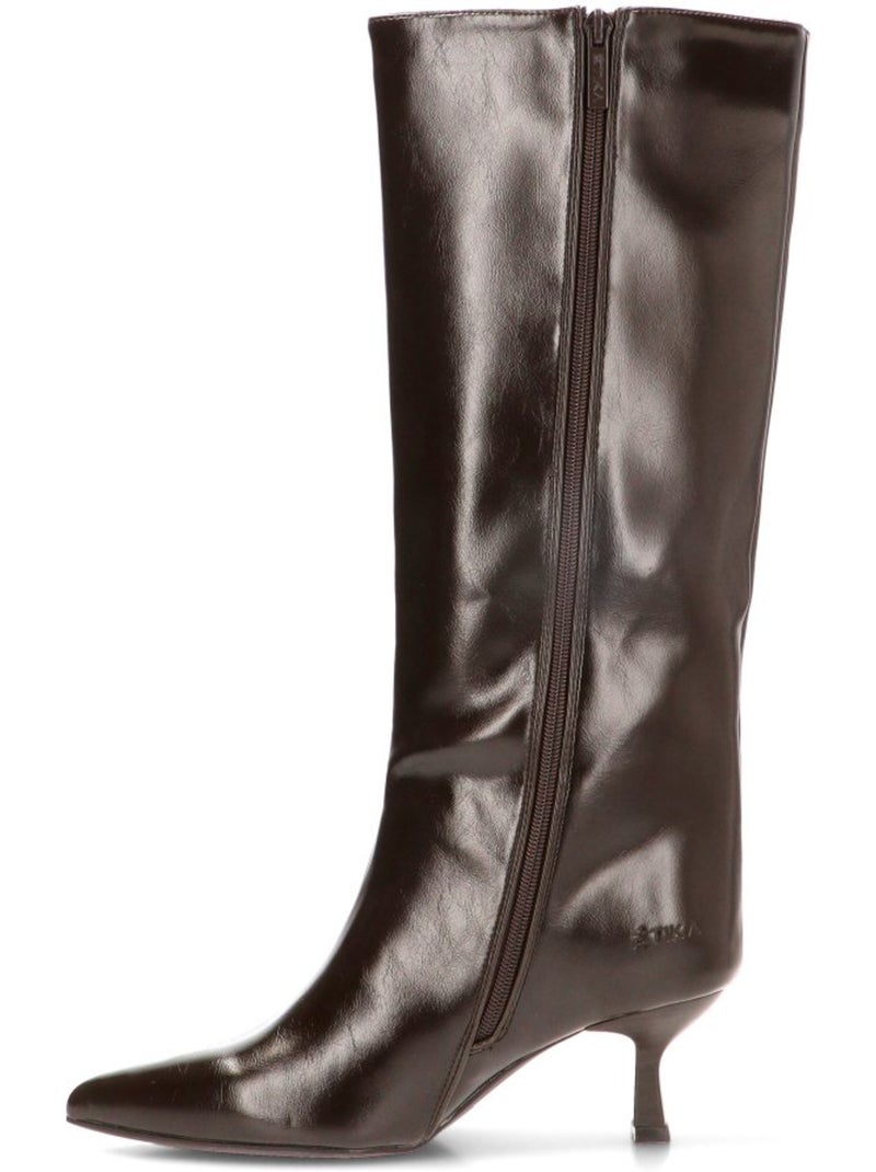 Bota weekend mujer tacón medio - etika Marrón capuchino - Kiabi