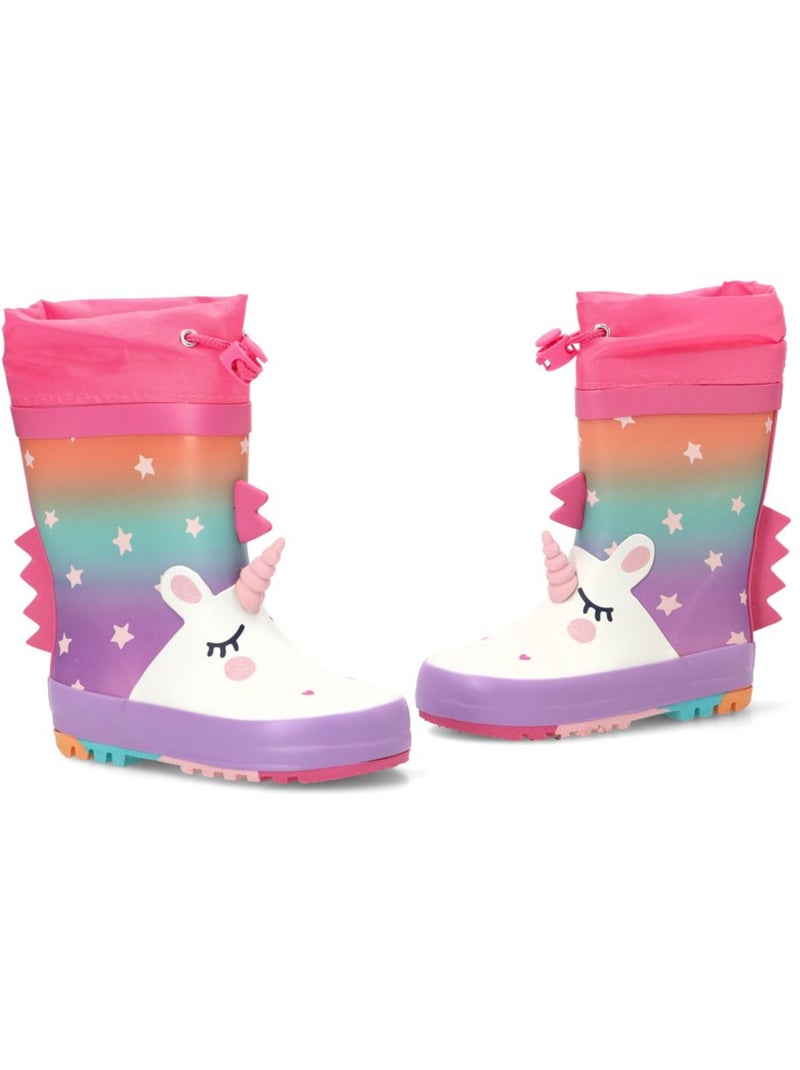 Bota y botin agua diario niña suela plana - bubble bobble Rosa fucsia - Kiabi