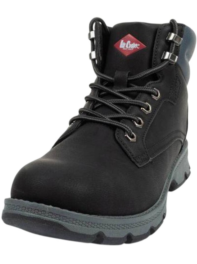 Botas a los tobillos de pieles ecológicas diseño logotipos para hombre - lee cooper Negro - Kiabi