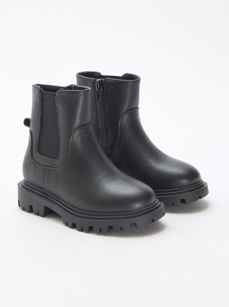 Botas ajustadas de imitación de cuero Negro Niña Kiabi