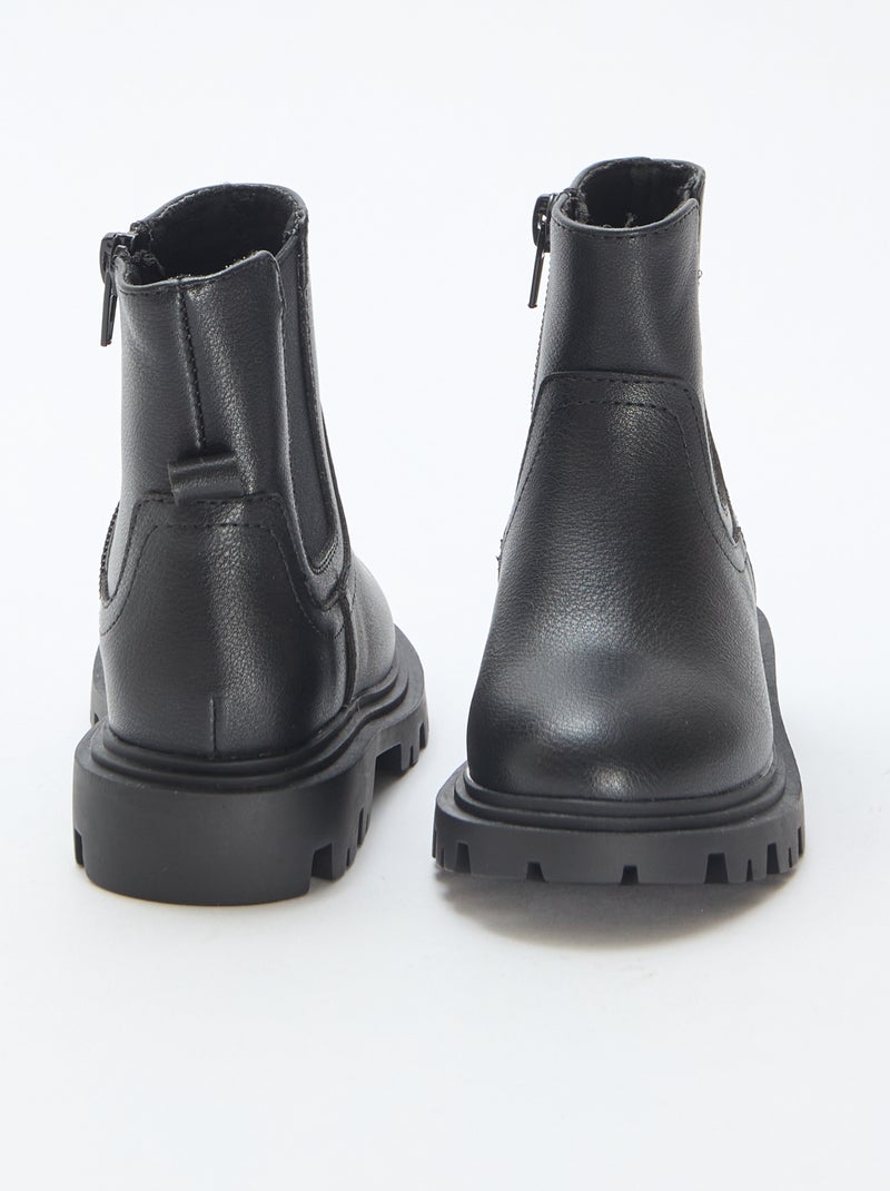 Botas ajustadas de imitación de cuero Negro - Kiabi