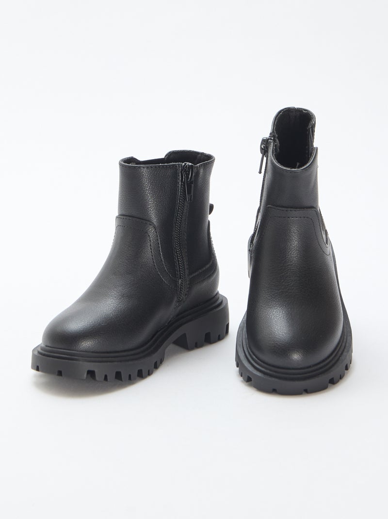 Botas ajustadas de imitación de cuero Negro - Kiabi