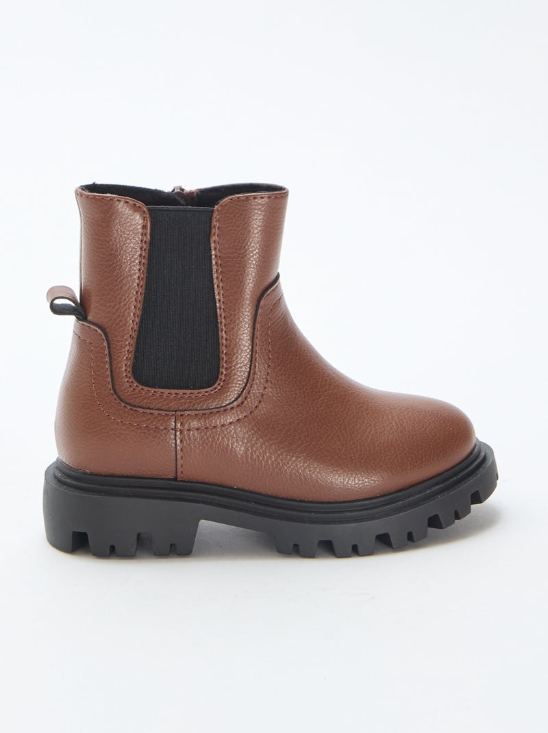 Botas ajustadas de polipiel Marron - Kiabi