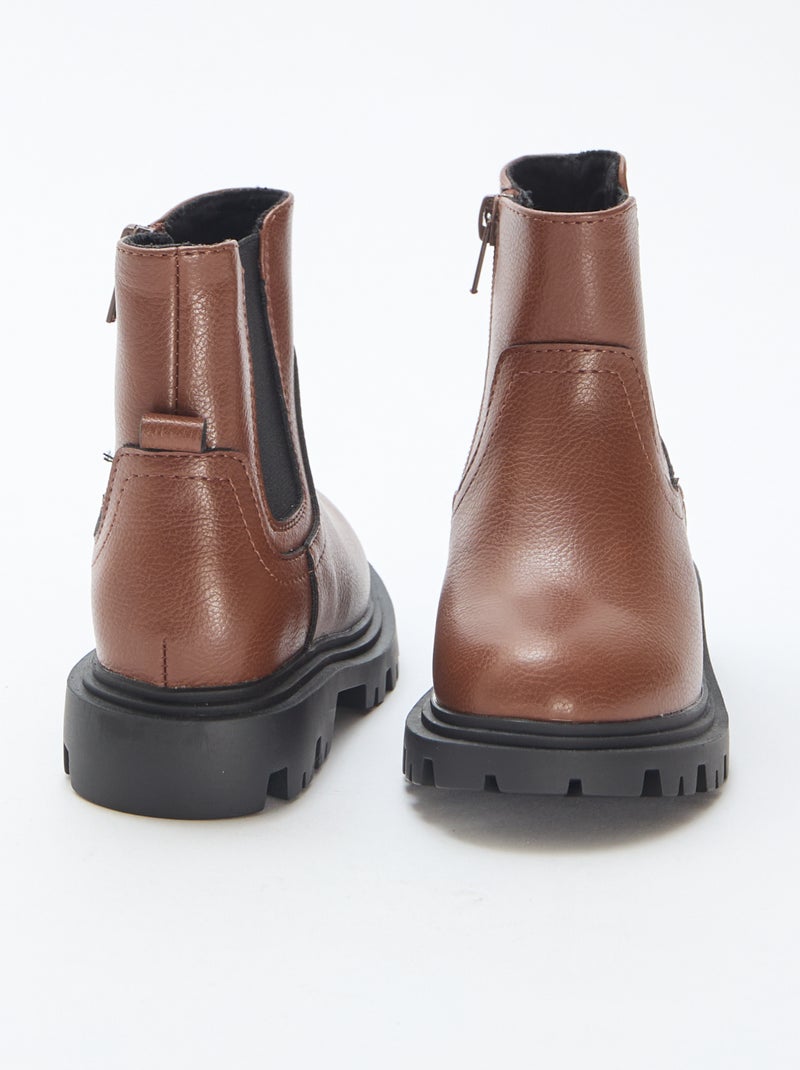 Botas ajustadas de polipiel Marron - Kiabi