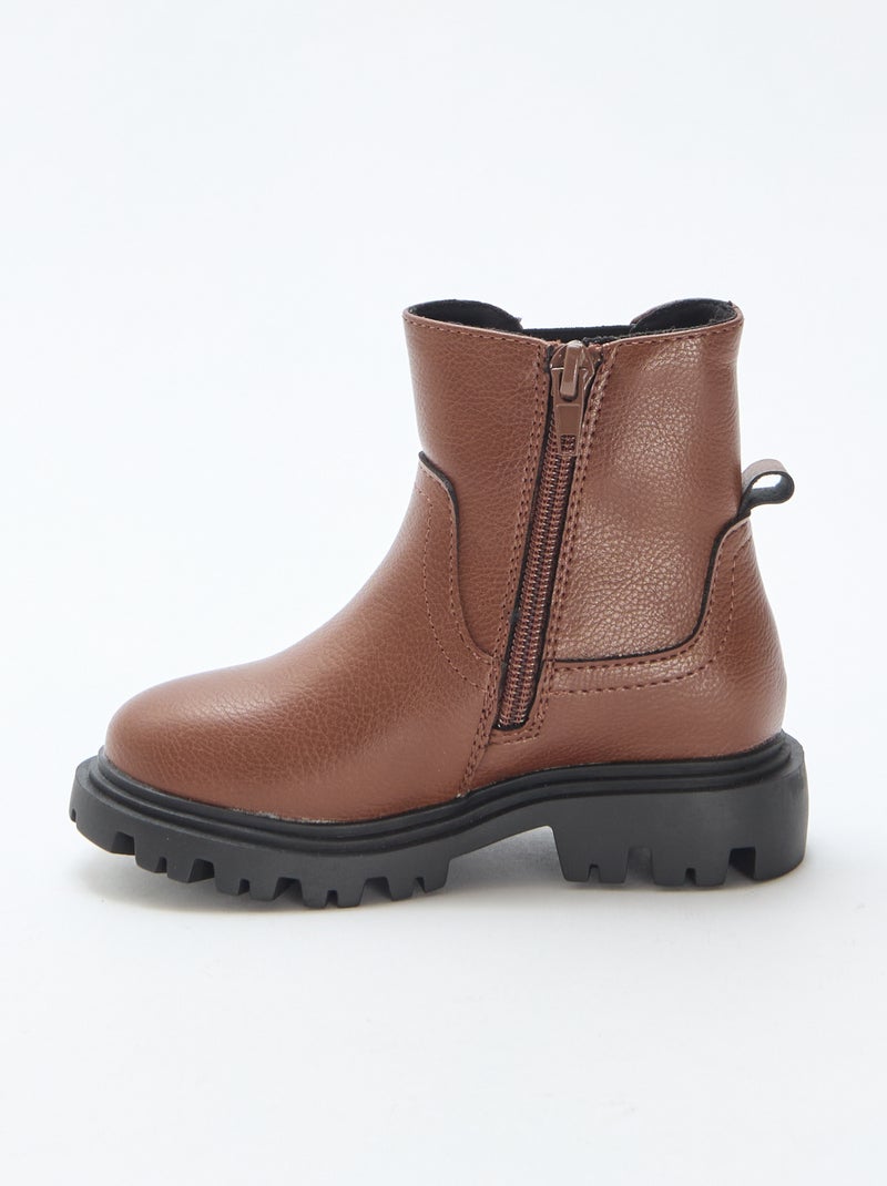 Botas ajustadas de polipiel Marron - Kiabi