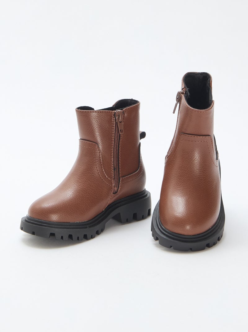Botas ajustadas de polipiel Marron - Kiabi