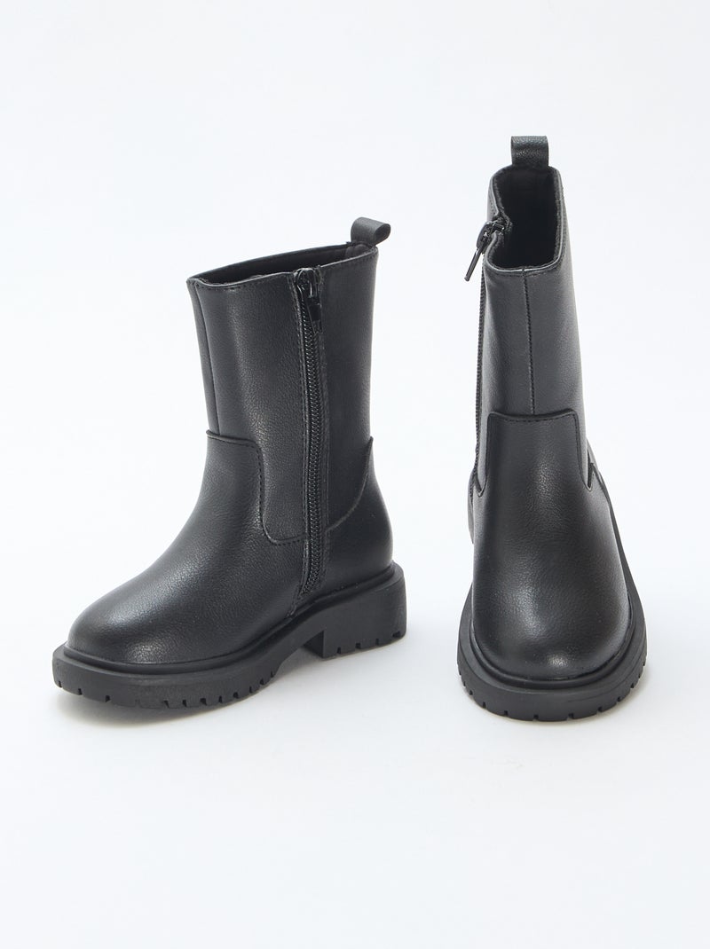 Botas altas con cremallera Negro - Kiabi