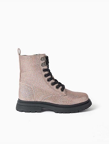 Botas altas con efecto de purpurina y cordones
