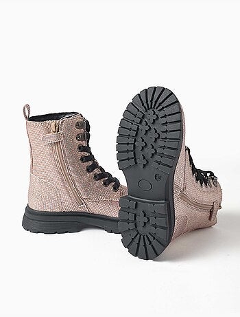 Botas altas con efecto de purpurina y cordones