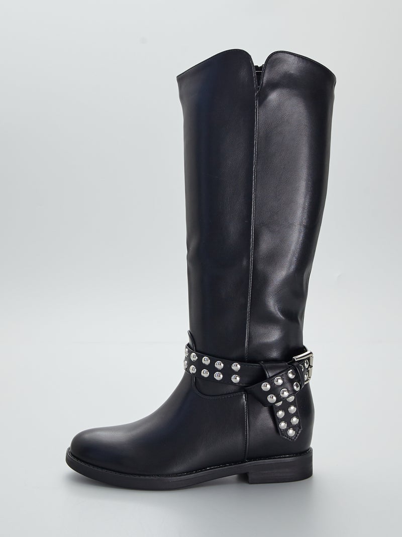 Botas altas con hebilla con tachuelas NEGRO - Kiabi