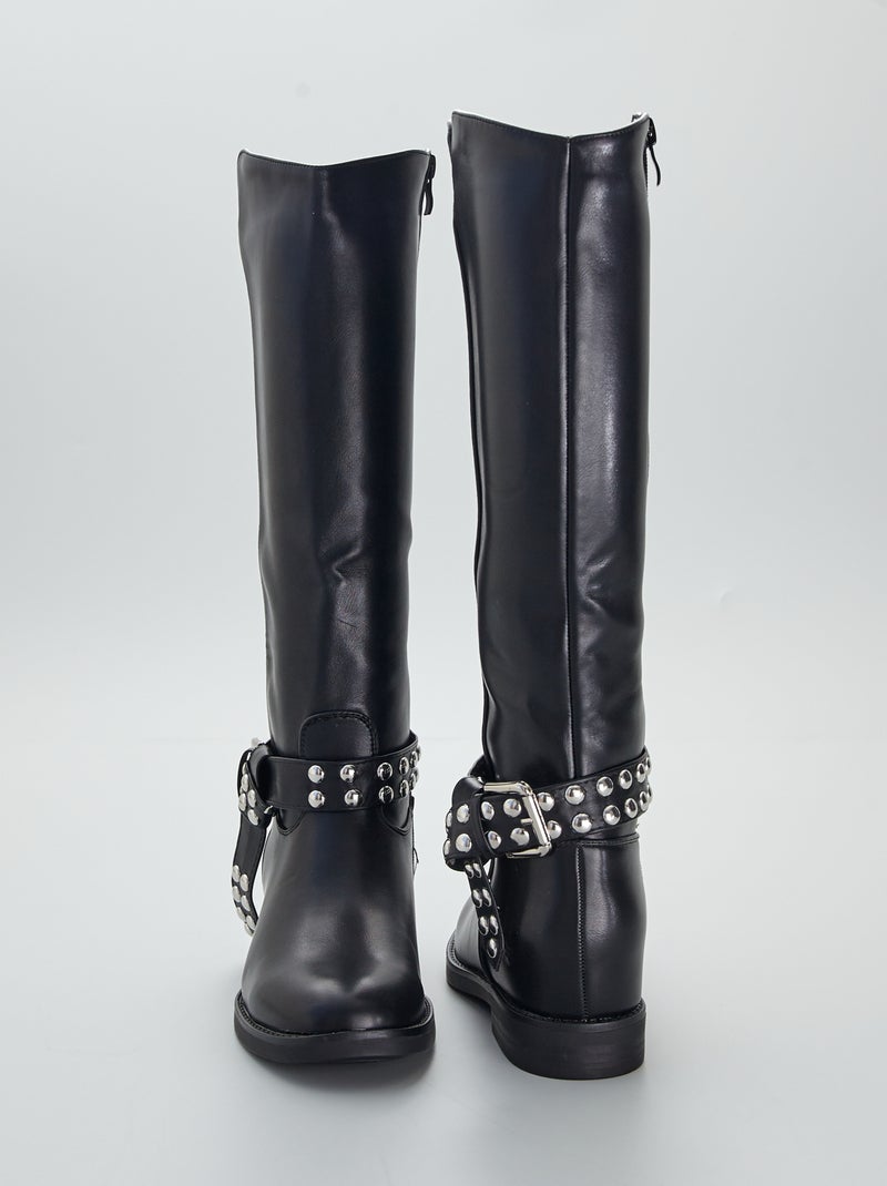 Botas altas con hebilla con tachuelas NEGRO Kiabi