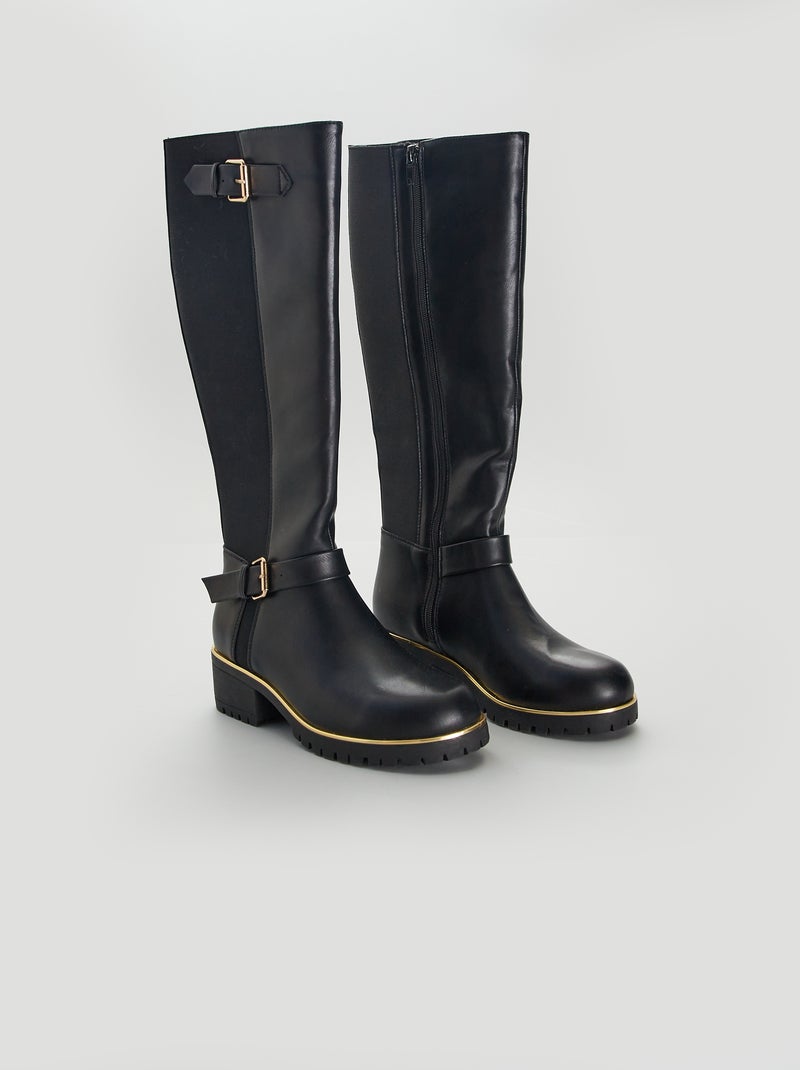 Botas altas con hebillas metálicas NEGRO - Kiabi