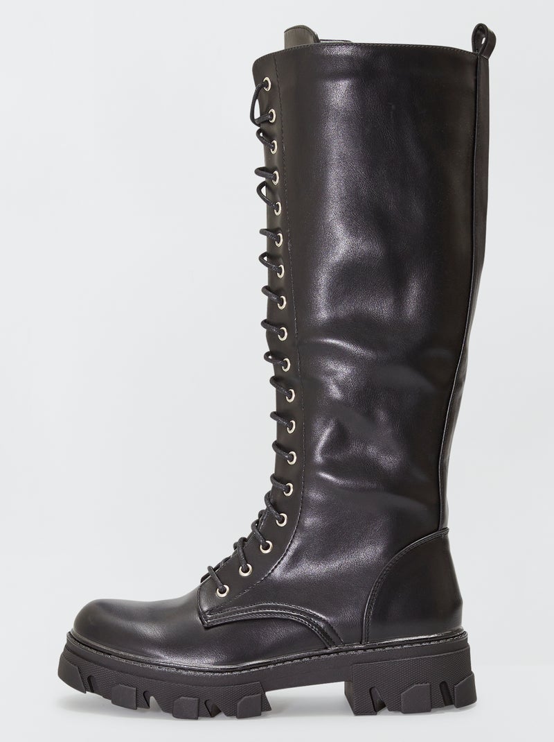Botas altas con suela dentada NEGRO - Kiabi