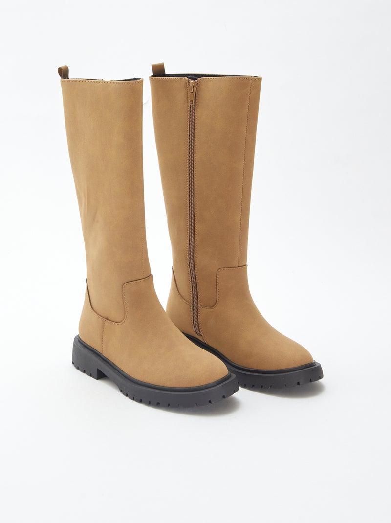 Botas altas de antelina Marron - Kiabi